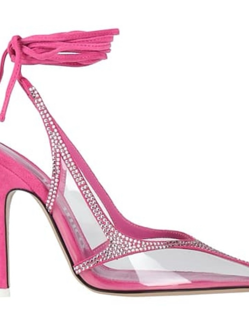 The Attico Pink Crystal-Embellished Ankle-Tie Pump